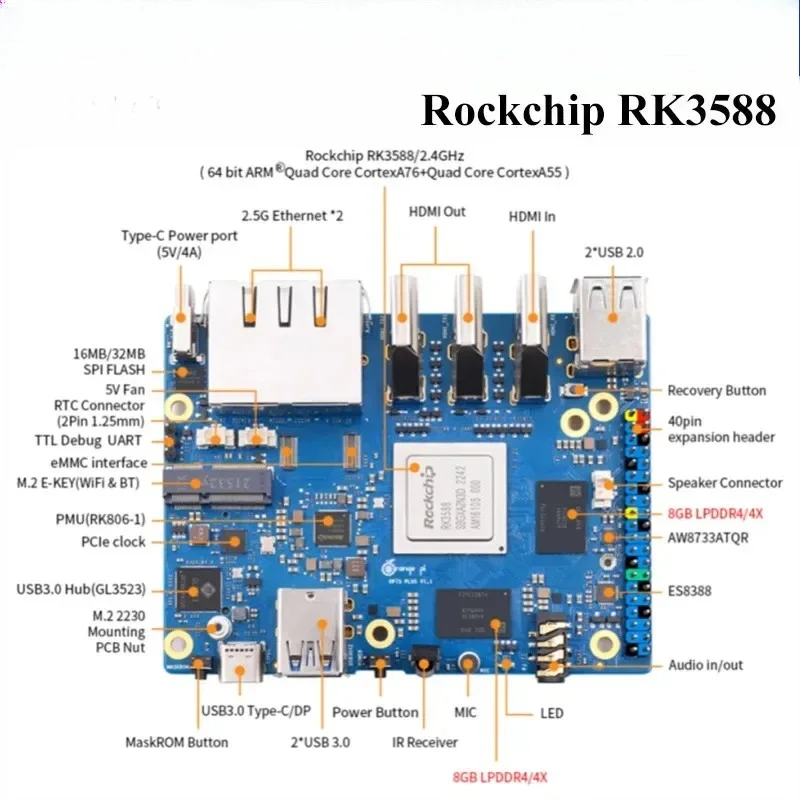 16G R-AM Single Board Computer - đánh giá và giá Orange Pi 5 Plus 16Gb